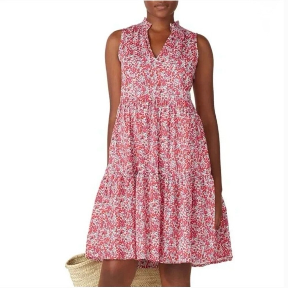 J. Crew Poplin Tiered Cotton Popover Liberty Wiltshire Print Dress
